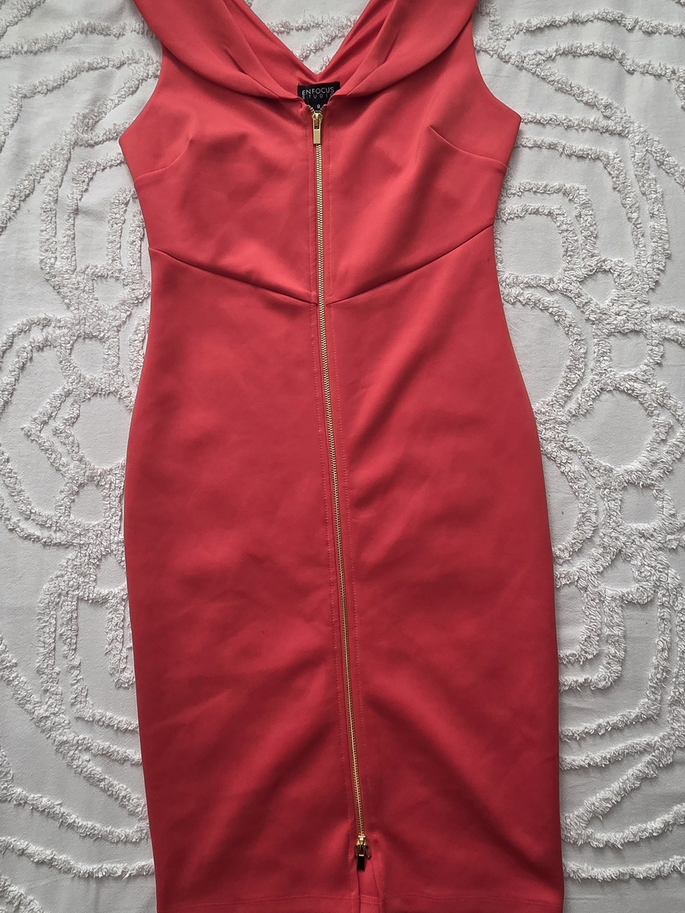 Enfocus Studio Red Zip-Front Sheath Dress